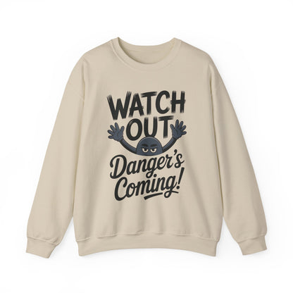 Mens Casual Crewneck Sweatshirt with Warning Message, Funny Gift for Friends, Cozy Layer for Everyone, Great for Halloween, Fall