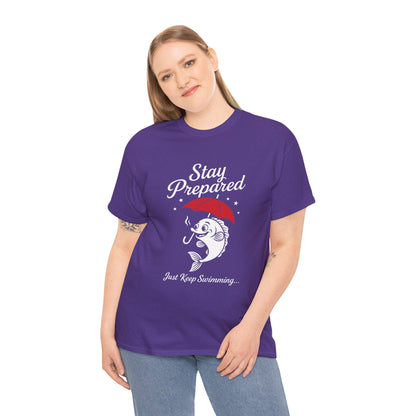 Stay Prepared Fish Shirt for Women - Just Keep Swimming Funny Nautical Tee - Positive Fishing Gift, Outdoor Adventure Apparel