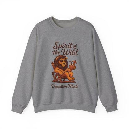 Spirit of the Wild Lion Mens Sweatshirt - Vacation Mode Funny Relaxed Jungle King Pullover,  Fun Gift for Travelers