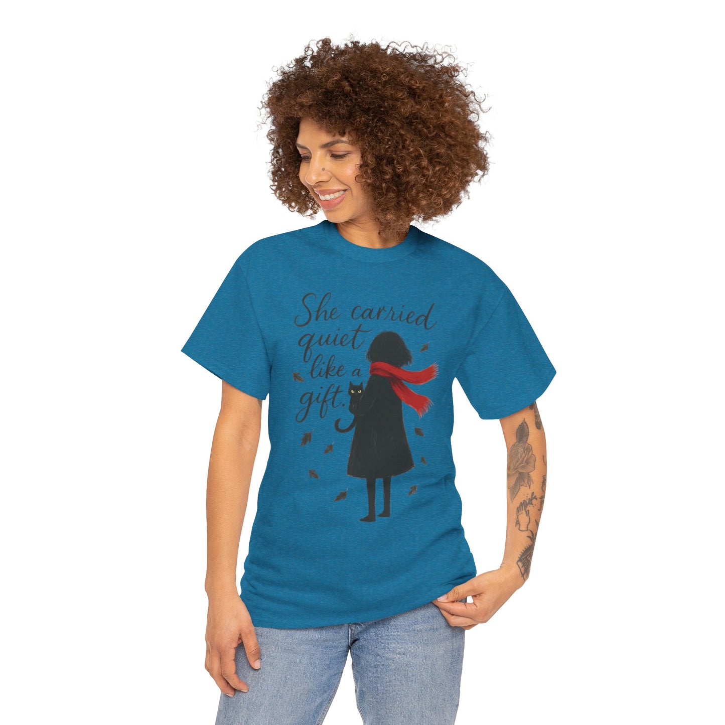 Cat Lover Womens T-Shirt, Whimsical Hand-Drawn Illustration Tee, Artistic Minimalist Gift for and Introverts, Cute Animal Apparel