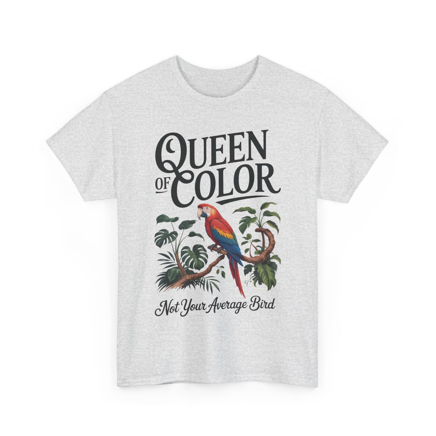 Colorful Queen Womens Tee, Fun Graphic T-Shirt, Casual Wear, Gift for Bird Lovers, Trendy Summer Apparel