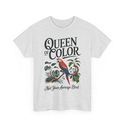 Colorful Queen Womens Tee, Fun Graphic T-Shirt, Casual Wear, Gift for Bird Lovers, Trendy Summer Apparel