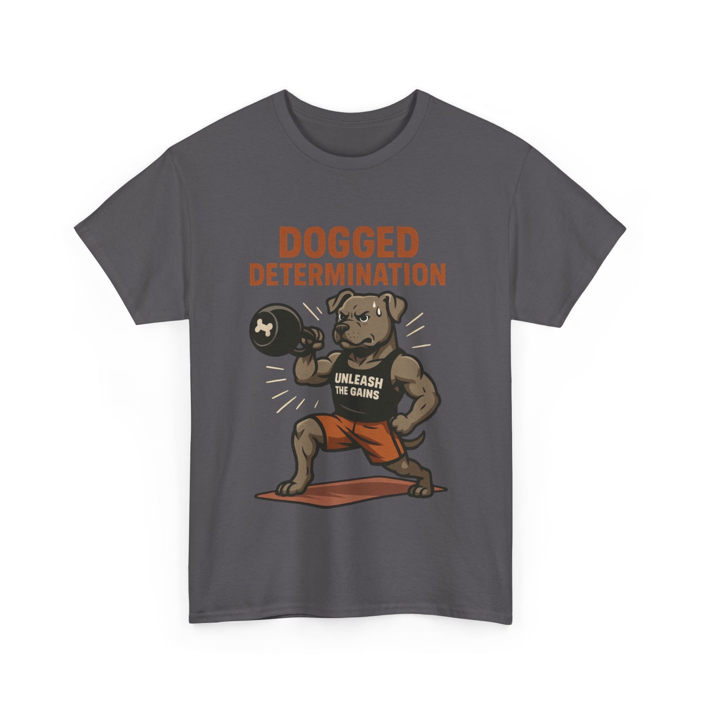 Funny Gym Dog T-Shirt for Men, Workout Bulldog Graphic Tee, Fitness Motivation Shirt, Dog Lover Gift, Dogged Determination Gym Tee