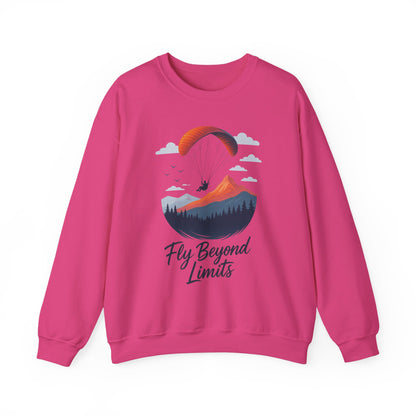 Adventure Inspiration Crewneck Sweatshirt - Fly Beyond Limits, Cozy Outdoor Outfit, Gift for Adventurers, Travel, Motivation Apparel