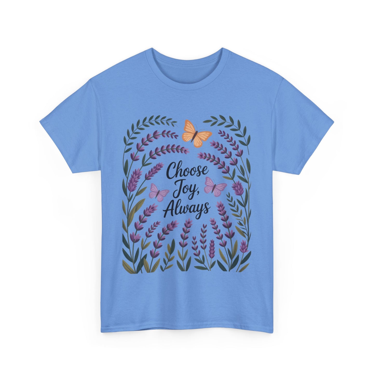 Choose Joy Always Women's Tee, Floral Graphic T-Shirt, Inspirational Gifts, Positive Vibes Apparel, Nature Lover's Gift, Lavender Printed