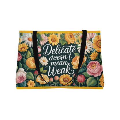 Floral Empowerment Weekender Tote Bag, Inspirational Travel Bag, Motivational Gift, Beach Bag, Gym Tote, Floral Print Carryall