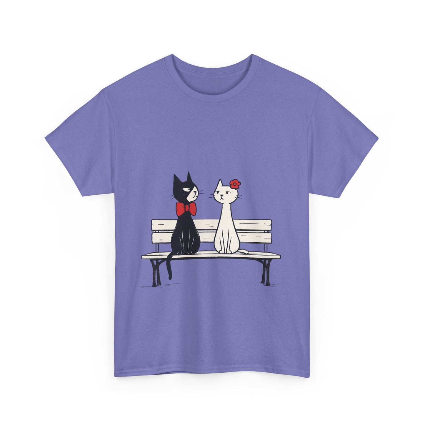Cute Cat Lovers Tee, Womens Heavy Cotton Tee for Pet Owners, Funny Cat Shirt, Gift for Cat Lovers, Casual T-Shirt, Animal Art Tee