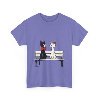 Cute Cat Lovers Tee, Womens Heavy Cotton Tee for Pet Owners, Funny Cat Shirt, Gift for Cat Lovers, Casual T-Shirt, Animal Art Tee