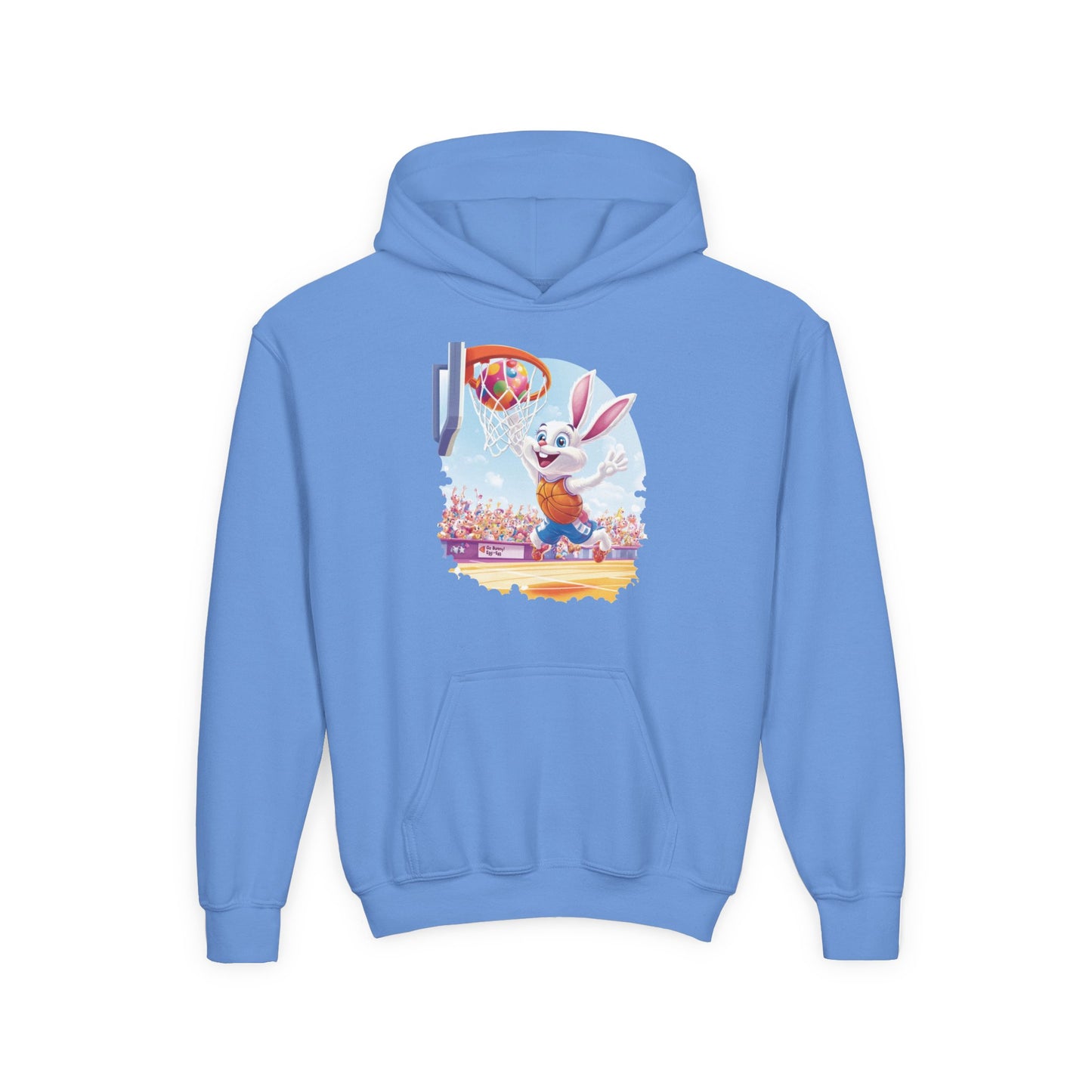 Easter Basketball Bunny Kids Hoodie - Fun Bunny Dunking Egg Ball, Cute Spring Sports Sweatshirt for Kids, Easter  Gift Idea