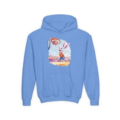Easter Basketball Bunny Kids Hoodie - Fun Bunny Dunking Egg Ball, Cute Spring Sports Sweatshirt for Kids, Easter  Gift Idea