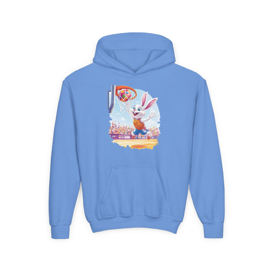 Easter Basketball Bunny Kids Hoodie - Fun Bunny Dunking Egg Ball, Cute Spring Sports Sweatshirt for Kids, Easter  Gift Idea