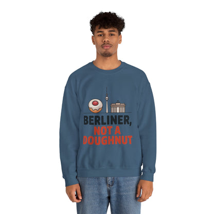 Mens Heavy Blend™ Crewneck Sweatshirt, Berliner Not a Doughnut Funny Berlin Mens Sweatshirt