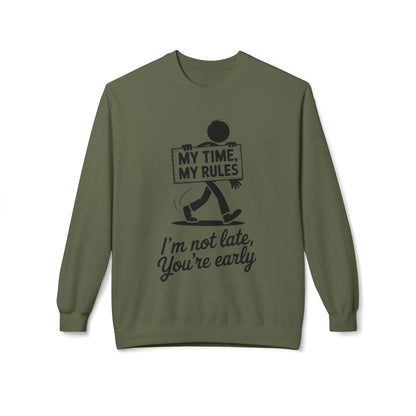 Casual Men's Crewneck Sweatshirt, Funny Sweatshirt for Men, Perfect Gift for Friends, My Time My Rules Design, Time Management Humor