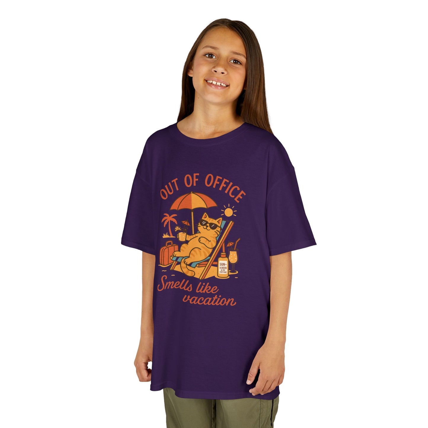 Funny Cat Vacation T-Shirt for Kids, Out of Office Beach Shirt, Summer Holiday Tee, Summer Fun, Beachwear, Travel Tee, Gift for Kids