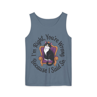 Funny Cat Queen Tank Top, Sassy Cat Graphic Tee for Women, Cat Mom Humor Tee Gift, Funny Graphic T-Shirt, I'm Right, You're Wrong Tee
