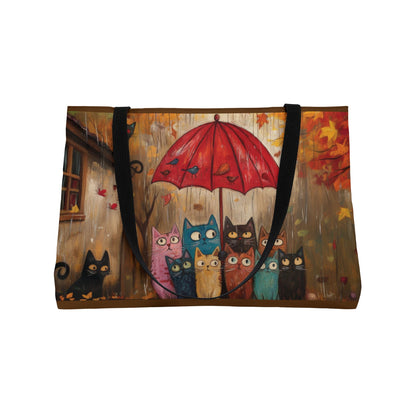Autumn Cat Parade Weekender Tote Bag, Perfect for Travel, Cat Lovers, Fall Decor, Weekend Getaway, Stylish Storage