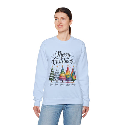 Merry Christmas Women's Sweatshirt, Joy Love Peace Hope Magic Pullover, Women's Heavy Blend™ Crewneck Sweatshirt