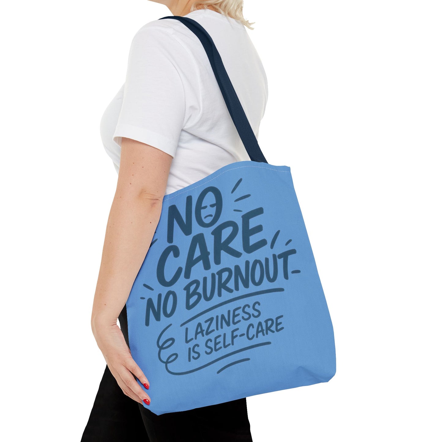Laziness is Self-Care Funny Quote Bag, Oversized Reusable Canvas Shopping Tote, Sarcastic Self-Care Gift, Weekend Getaway, Everyday Use