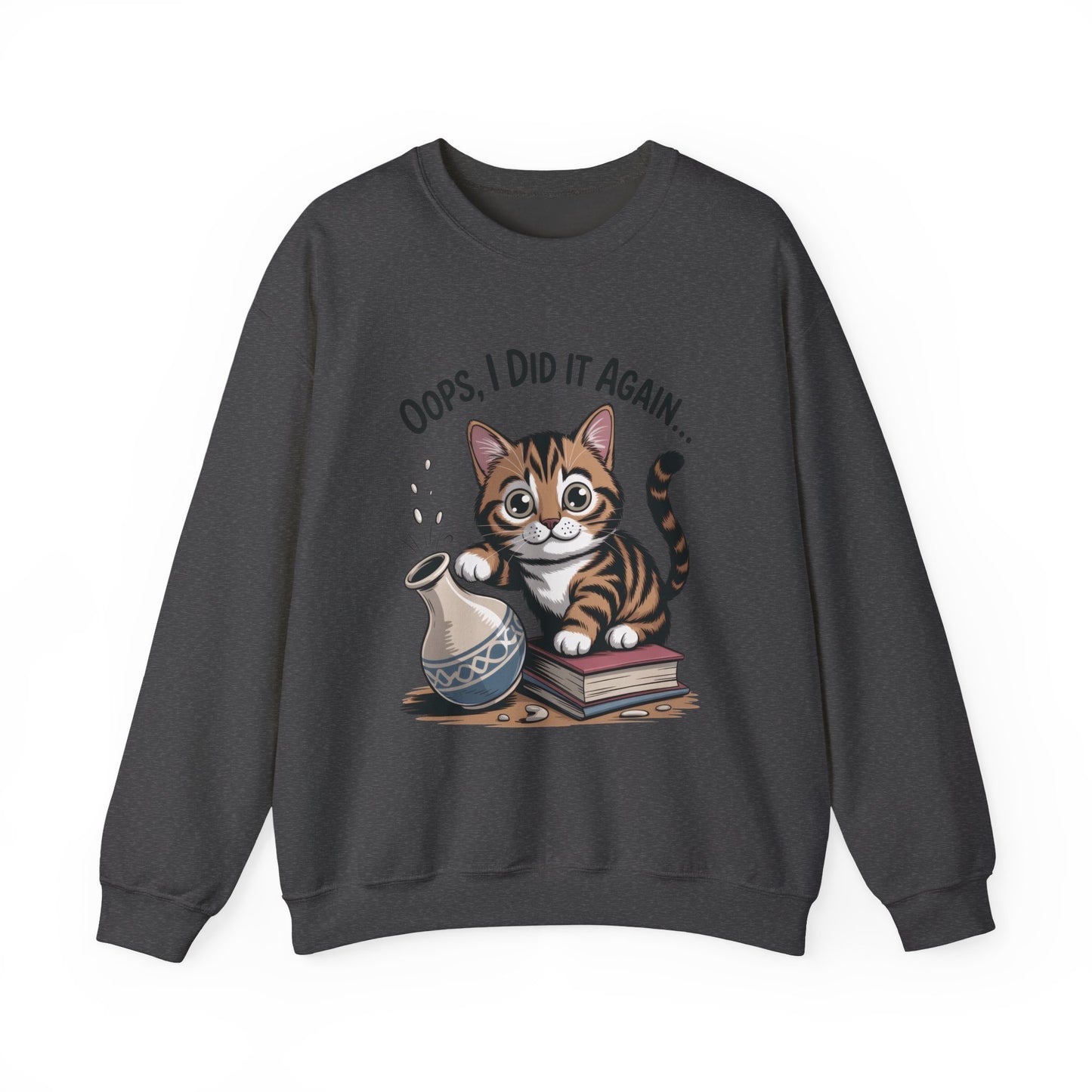 Cute Cat Oops! I Did It Again Sweatshirt, Funny Pet Lover Gift, Cozy Crewneck for Cat Moms, Purrfect for Birthdays, Casual Wear