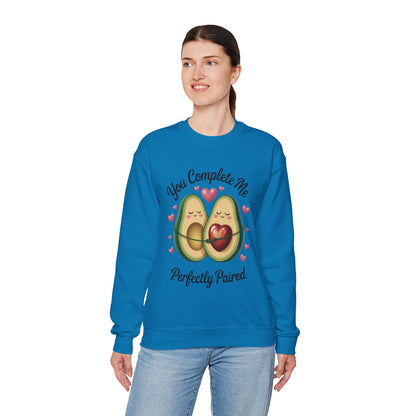 Cute Avocado Love Crewneck Sweatshirt, Sweatshirt for Couples, Perfect Gift for Valentines Day, Cozy Apparel, Avocado Lover Gift