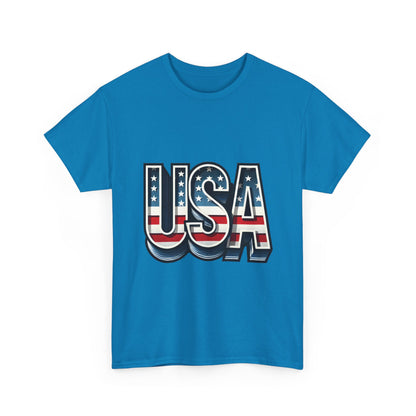 USA Patriotic Unisex Heavy Cotton Tee, American Pride Shirt, July 4th T-Shirt, Independence Day Apparel, Casual Summer Top