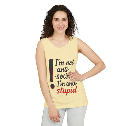 Anti-Social Womens Tank Top, Funny Graphic Summer Apparel, Beachwear, Humorous Womens Tee, Graphic Tee for Introverts & Thinkers