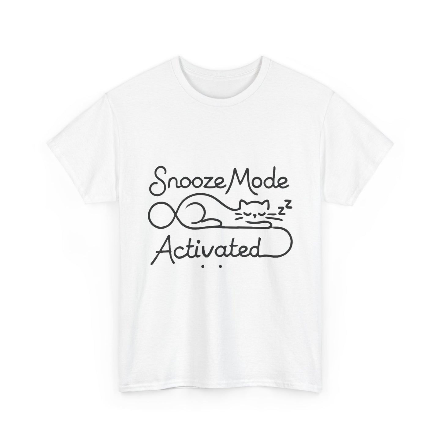 Cotton T-Shirt for Cat Lovers, Funny Sleeping Cat Tee,  Lazy Mood Graphic, Women's Heavy Cotton T-Shirt Gift for Cat Lovers