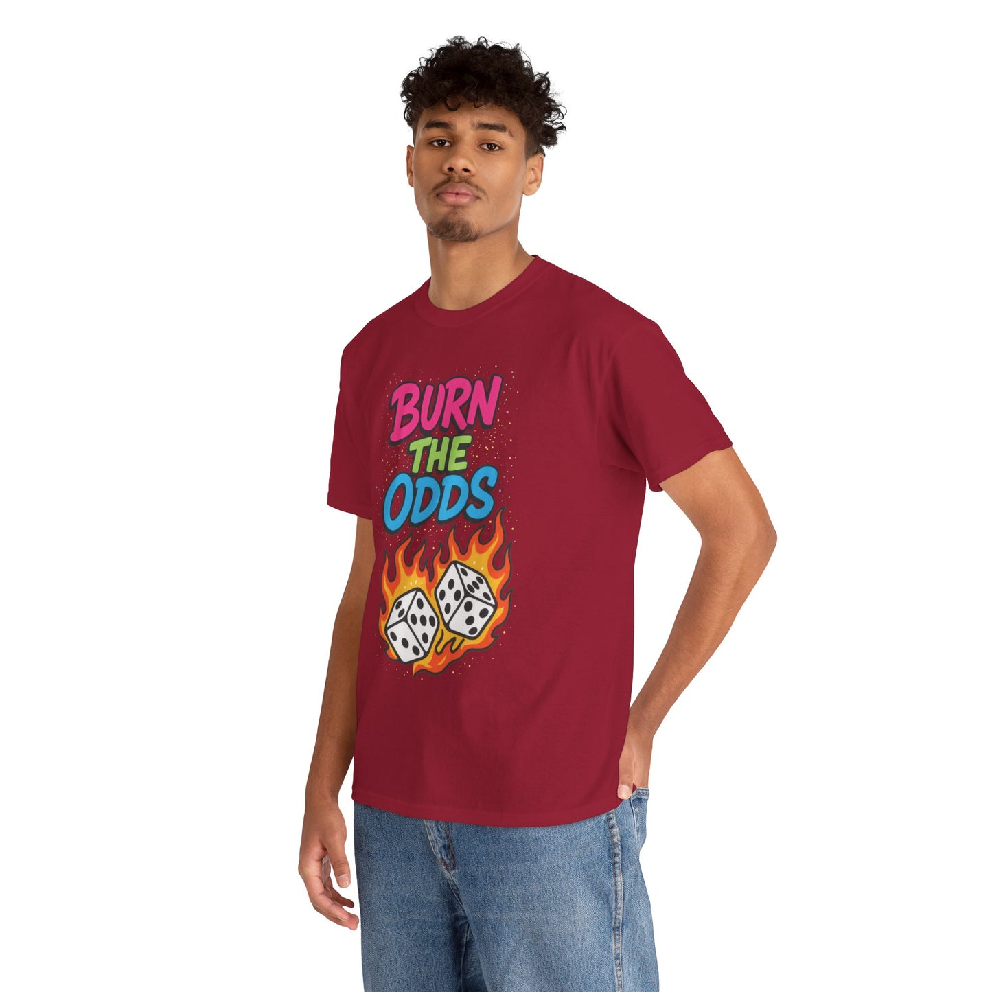 Burn the Odds Graphic Tee | Cool Casual Wear, Gaming Shirt, Unisex Cotton Tee, Dice Design T-Shirt, Gift for Gamers