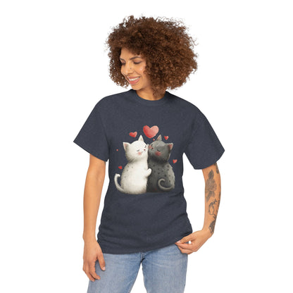 Cute Cat Love T-Shirt, Adorable Feline Couple Tee, Gift for Cat Lovers, Valentine's Day Shirt, Cozy Everyday Wear, Cat Mom T-Shirt