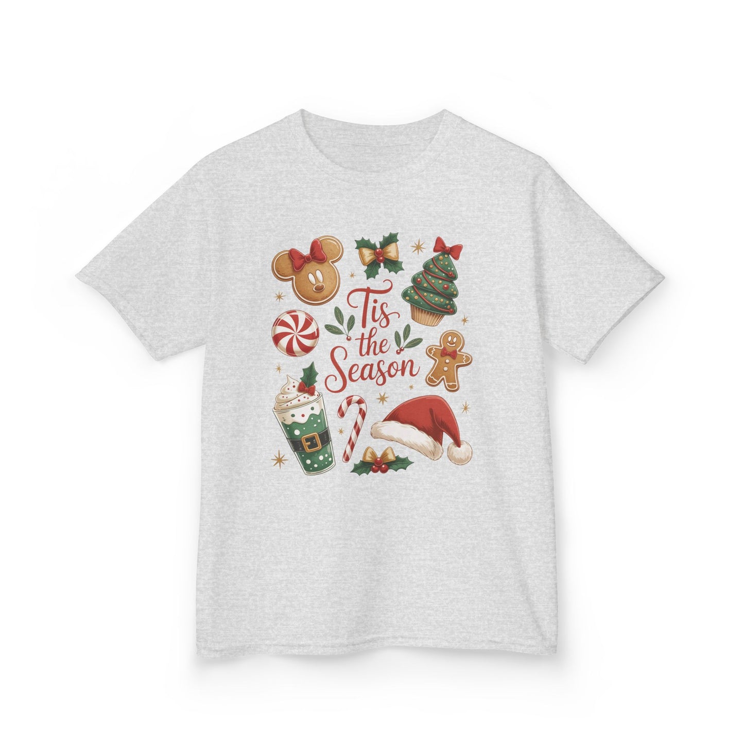 Tis the Season Christmas Shirt for Girls, Cute Holiday Cookie Tee, Kids Heavy Cotton™ Tee