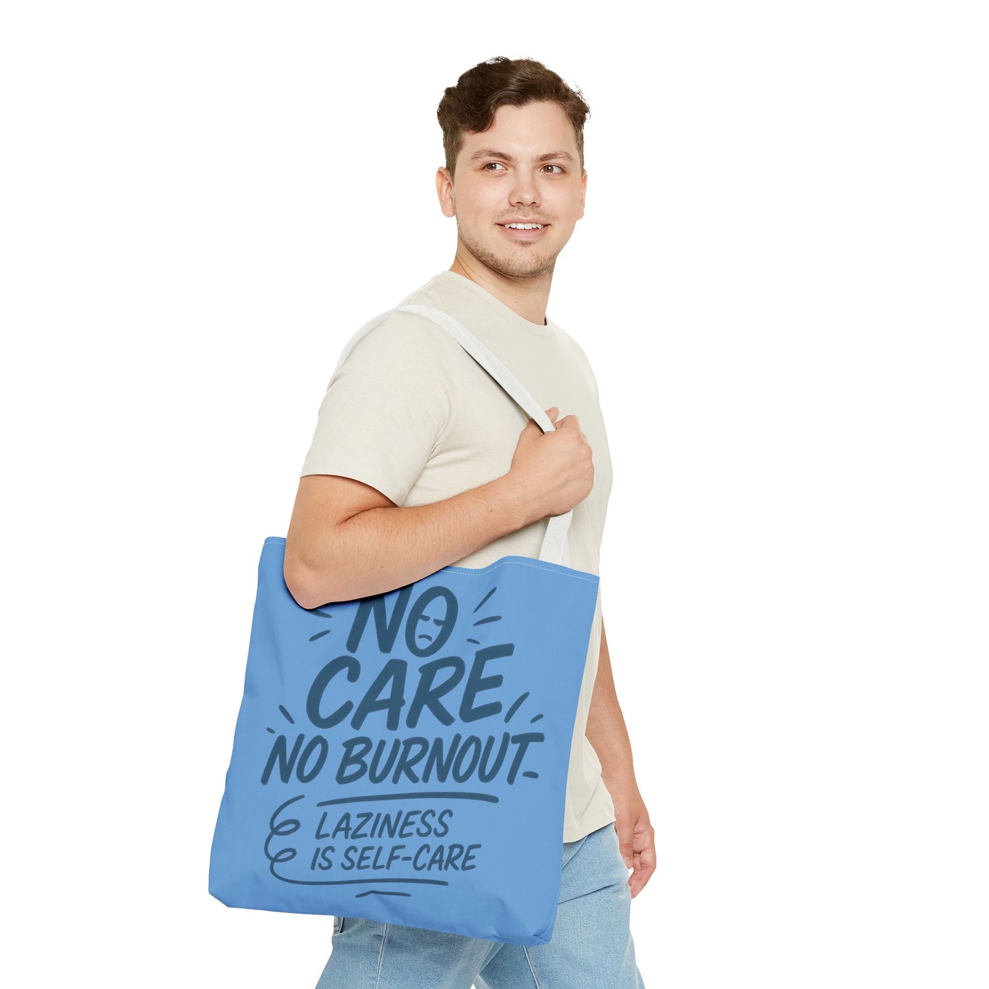 Laziness is Self-Care Funny Quote Bag, Oversized Reusable Canvas Shopping Tote, Sarcastic Self-Care Gift, Weekend Getaway, Everyday Use