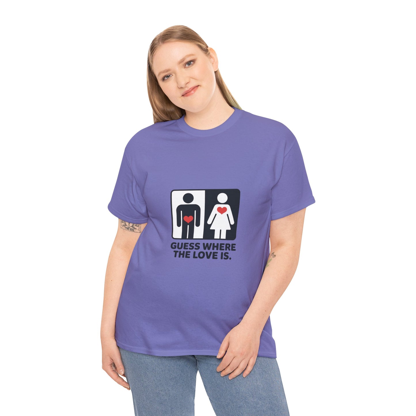 Funny Love Location Women's T-Shirt, Bold Graphic Humorous Relationship Tee, Gift for Couples, Valentine's Day Gift, Love joke tee