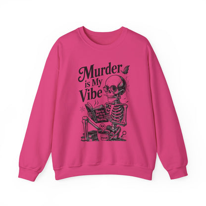 Womens Murder is My Vibe Crewneck Sweatshirt, Cozy Gift for Halloween, Unique Sweatshirt, Skull Graphic, Fall Fashion, Unisex Pullover