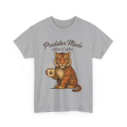 Predator Mode After Coffee Tiger Shirt, Funny Coffee Lover Tee, Mens Caffeine Graphic Tee, Morning Motivation Tiger Shirt,Coffee Addict Gift