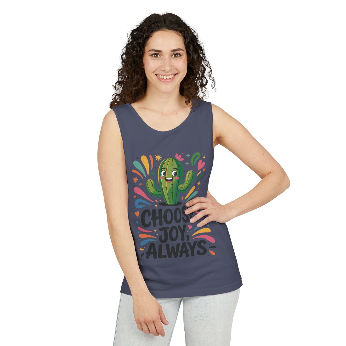 Joyful Cactus Womens Tank Top, Choose Joy Always, Summer Tank, Casual Wear, Gift for Friends, Trendy Top, Vacation Outfit