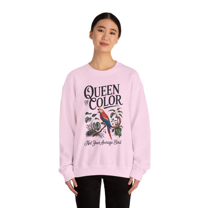 Vibrant Crewneck Womens Sweatshirt, Colorful Apparel, Bird Design, Cozy Layering, Gift for Nature Lovers, Fun Fashion