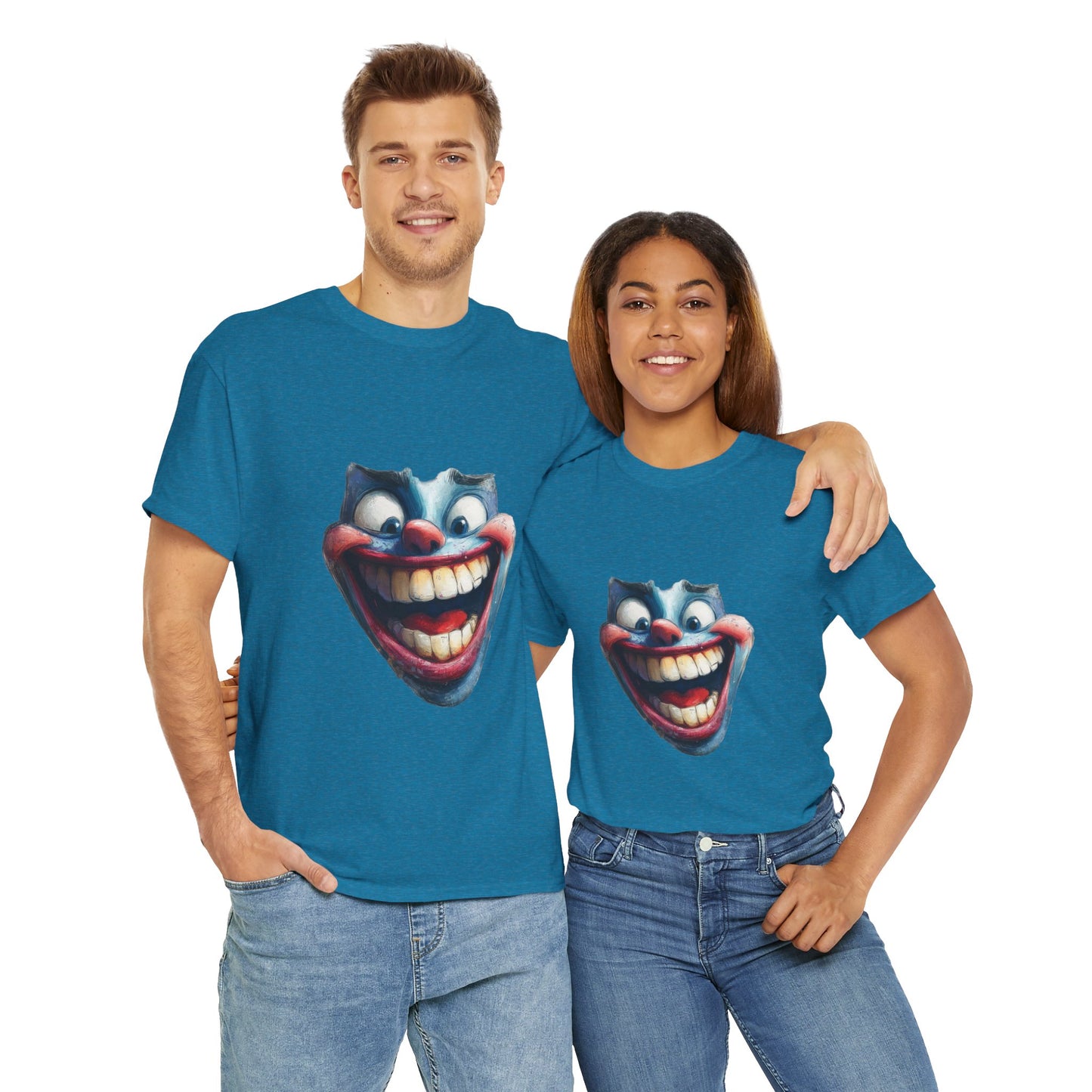 Funny Clown Face Unisex Heavy Cotton Tee, Creepy Clown Face T-Shirt, Humor T-Shirt,Clown Theme Shirt, Funny Horror Graphic Tee
