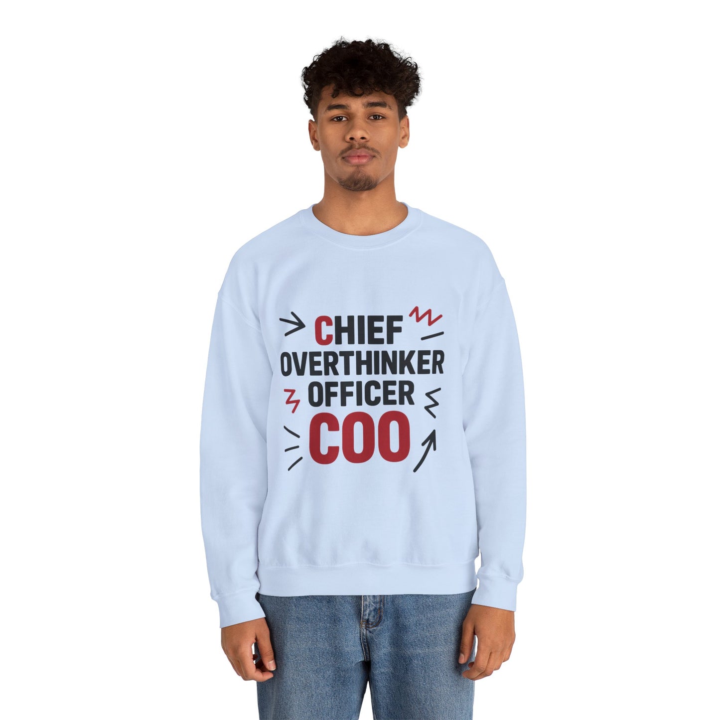 Chief Overthinker Officer Men's Sweatshirt, COO Funny Office Humor Graphic Pullover, Men's Heavy Blend™ Crewneck Sweatshirt