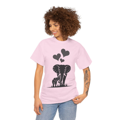 Elephant Mom and Baby T-Shirt, Elephant Love Cotton Tee, Cute Animal Shirt, Animal Lover Gift, Cute Minimalist Elephant Design