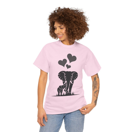 Elephant Mom and Baby T-Shirt, Elephant Love Cotton Tee, Cute Animal Shirt, Animal Lover Gift, Cute Minimalist Elephant Design