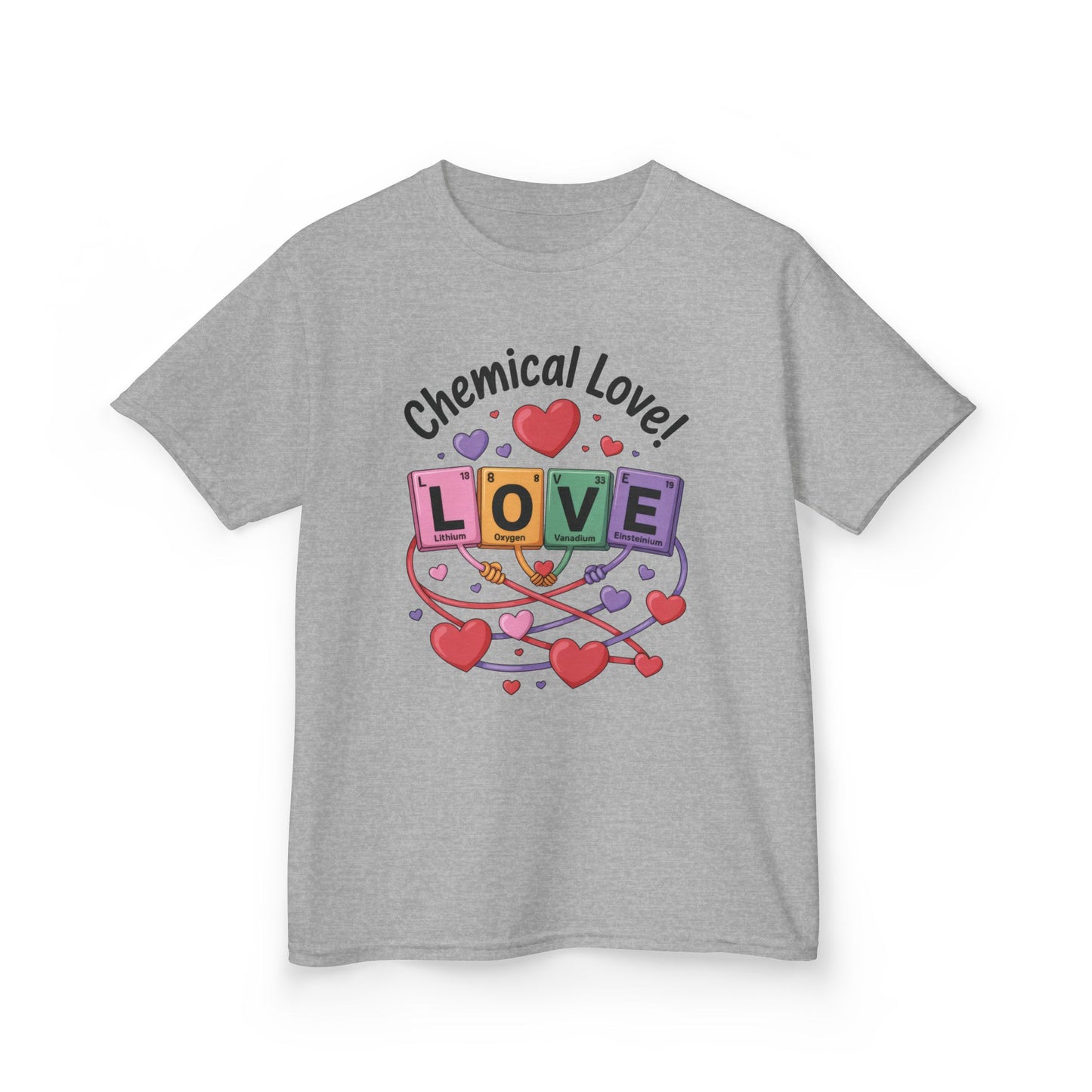 Kids Love Chemistry Girl Tee - Cute Gift for Science Lovers, Valentine's Day, Fun Classroom Wear, Adorable Kids Shirt, Colorful Kids Apparel