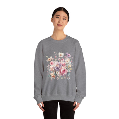 Floral Crewneck Sweatshirt, Cozy Floral Sweatshirt for Spring, Gift for Her, Women's Floral Top, Pastel Floral Sweatshirt