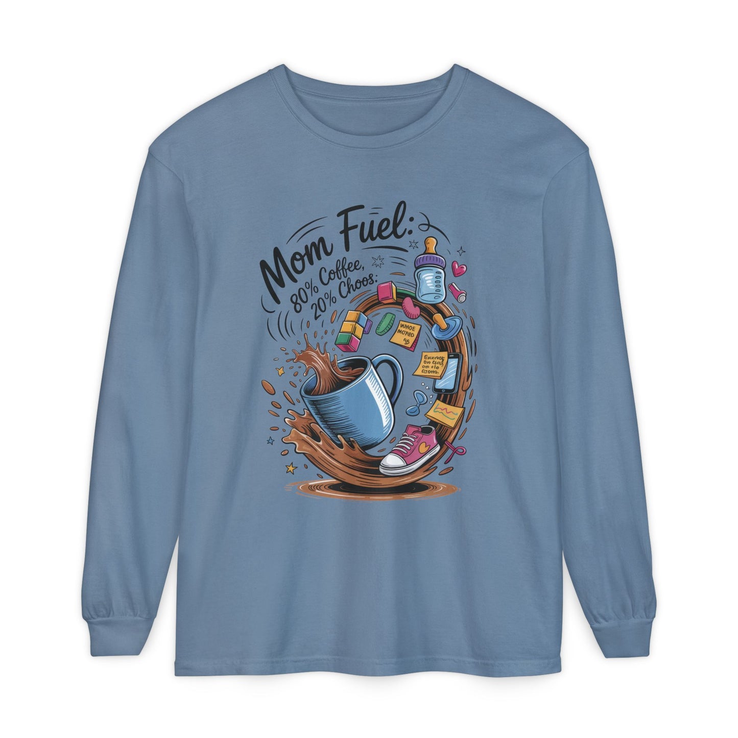 Mom Fuel Long Sleeve T-Shirt, Coffee Lovers Gift, Mother's Day Apparel, Cute Mom Shirt, Coffee Lover Mom Life Top, Coffee Lover's Tee