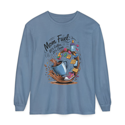 Mom Fuel Long Sleeve T-Shirt, Coffee Lovers Gift, Mother's Day Apparel, Cute Mom Shirt, Coffee Lover Mom Life Top, Coffee Lover's Tee