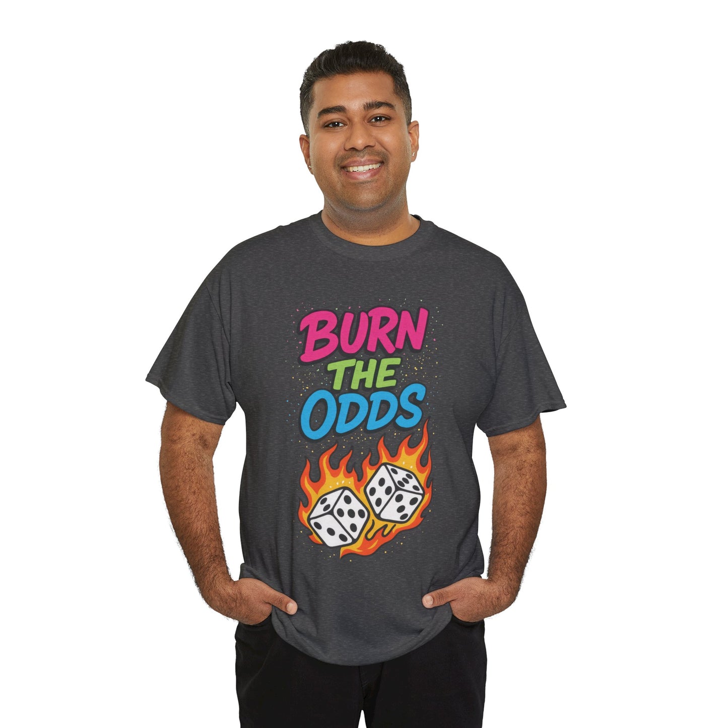 Burn the Odds Graphic Tee | Cool Casual Wear, Gaming Shirt, Unisex Cotton Tee, Dice Design T-Shirt, Gift for Gamers