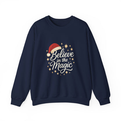 Believe in the Magic Women's Christmas Shirt, Santa Hat Holiday Cozy Sweatshirt, Women's Heavy Blend™ Crewneck Sweatshirt