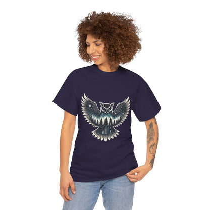 Mystical Owl Graphic Tee, Wildlife Lover Gift, Nature Shirt, Festival Wear, Boho Style, Night Bird Graphic T-Shirt