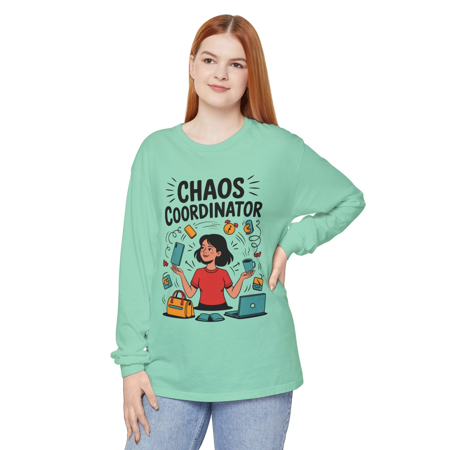 Chaos Coordinator Women's Long Sleeve, Mom Life Graphic Long Sleeve, Gift for Busy Moms, Multitasking Mom Gift, Cute Mother's Day Gift