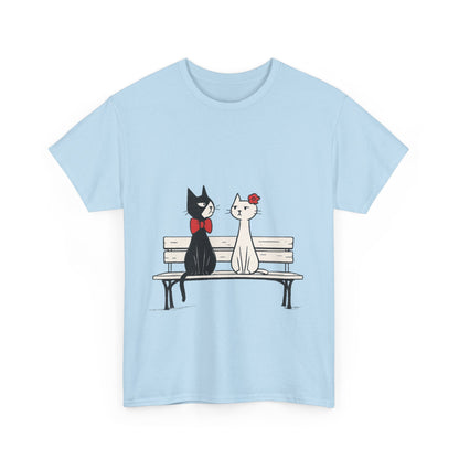 Cute Cat Lovers Tee, Womens Heavy Cotton Tee for Pet Owners, Funny Cat Shirt, Gift for Cat Lovers, Casual T-Shirt, Animal Art Tee