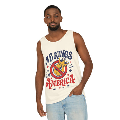 No Kings in America Tank Top - Funny Patriotic Anti Monarchy Sleeveless Shirt - USA Freedom Top, Unisex Summer Apparel, USA Independence Day